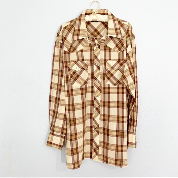 Lariat Plaid Pearl Snap Long Sleeve Western Short - Picture 1 of 5